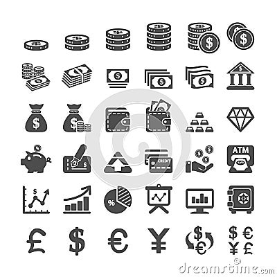 Business finance and money icon set, vector eps10 Vector Illustration