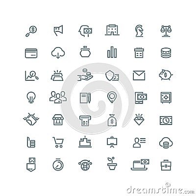 Business, finance, planning, analytics, banking, affiliate marketing vector line icons set Vector Illustration