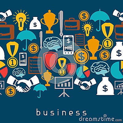 Business and finance seamless pattern from flat Vector Illustration