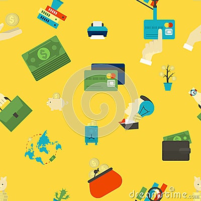 Business and Finance Seamless Pattern Vector Illustration