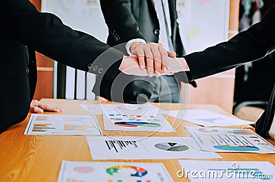 Work desks, workplaces, business and industrial work. Teamwork is a great team of successful businessmen. Stock Photo