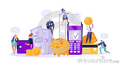 Business and finance theme. Concept of online banking, money transaction technology. Vector Illustration