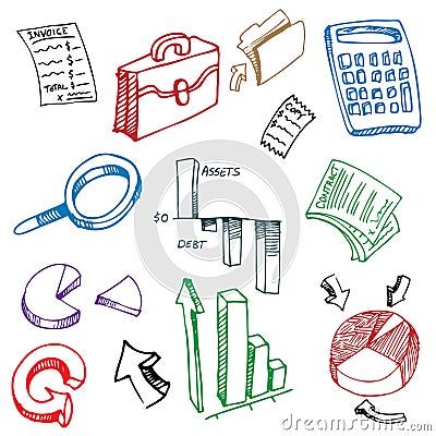 Business Financial Accounting Drawing Set Vector Illustration