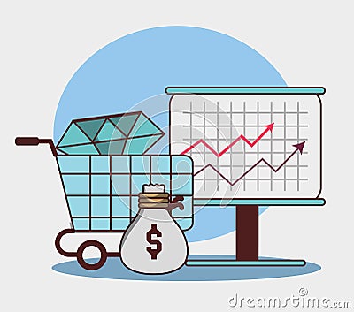 Business financial arrow economy growth bag money diamond Vector Illustration