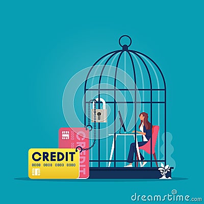 Business financial crisis concept-credit card slaves Vector Illustration
