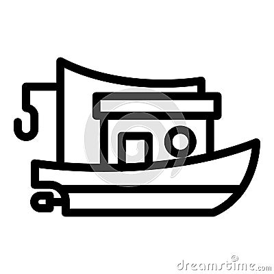 Business fishing boat icon, outline style Vector Illustration