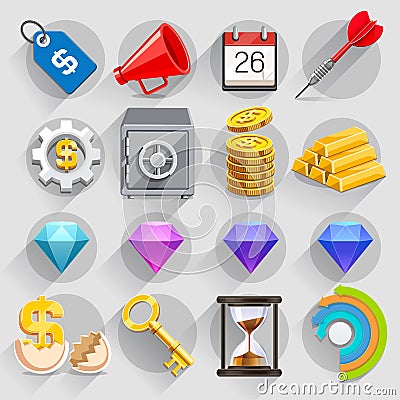 Business flat icons color set. Vector Illustration