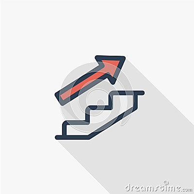 Business flat line Icon of Career Path. Growth Advancement Vector Illustration. Vector Illustration
