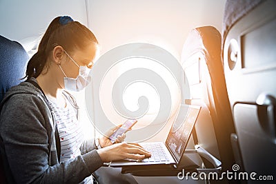 Business Flight Passenger On Airplane Stock Photo