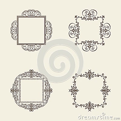 Business flourish signs and classic border of logo. Vector Illustration