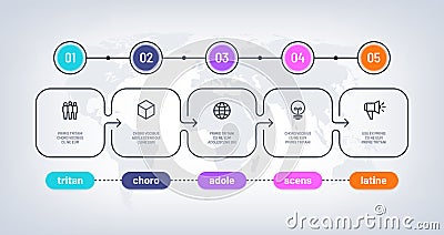 Business flowchart. Timeline with milestone steps pesentation history chart. Infographic optional vector diagram on Vector Illustration