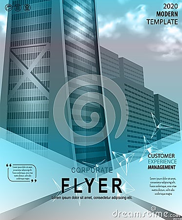 Business Flyer or Cover Design with Skyscrapers Vector Illustration