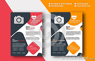 Business Flyer Layout with orange Accents Stock Photo