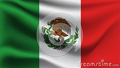 Mexico flag waving with the wind 3D illustration wave flag Vector Illustration