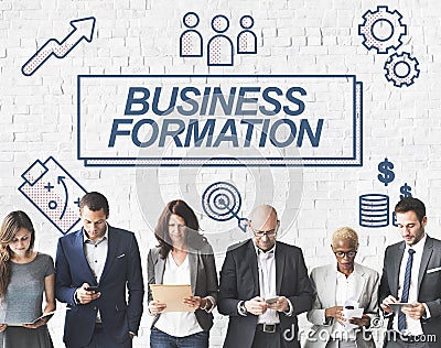 Business Formation Network Target Icons Graphic Concept Stock Photo