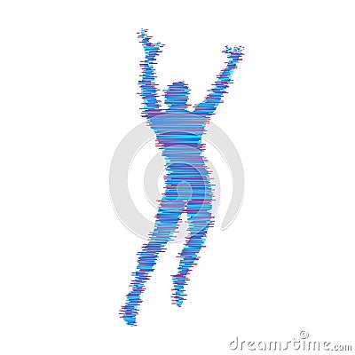 Business, freedom or happiness concept. 3d model of man. Human body model. Vector Illustration