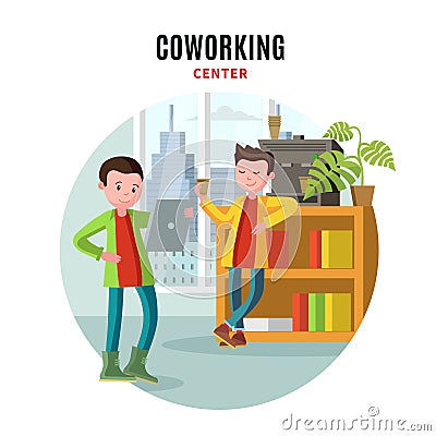 Business Freelance Office Template Vector Illustration