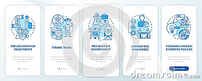 Business-friendly Singapore blue onboarding mobile app screen Vector Illustration