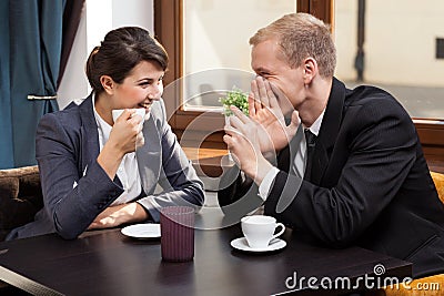 Business friends during coffee time Stock Photo