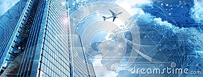 Business futuristic skyscraper banner Stock Photo