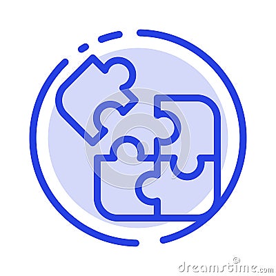 Business, Game, Logic, Puzzle, Square Blue Dotted Line Line Icon Vector Illustration