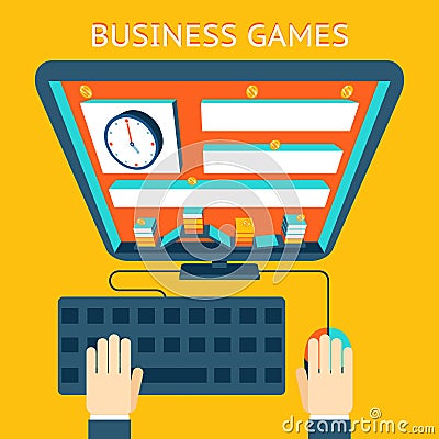 Business gamification. Making money as a game Vector Illustration