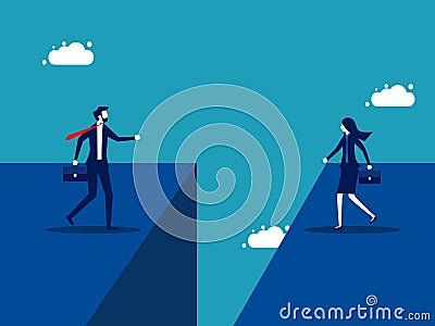 Business gap. Two businessmen stand side by side with a gap between them Vector Illustration