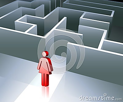 Business gender figure on maze background Stock Photo