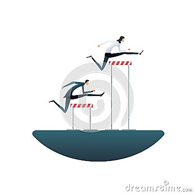 Business gender inequality vector concept with businessman and businesswoman with different obstacles. Symbol of Vector Illustration