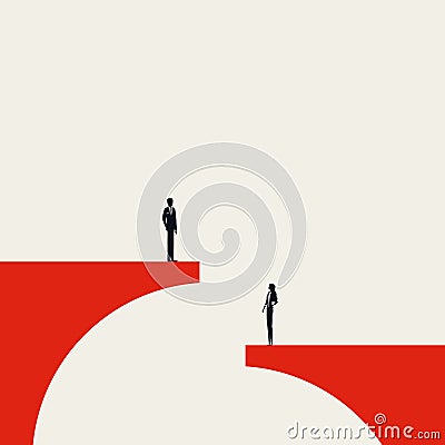 Business gender inequality vector concept. Symbol of pay gap, disrimination, unfair treatment. Minimal illustration. Vector Illustration