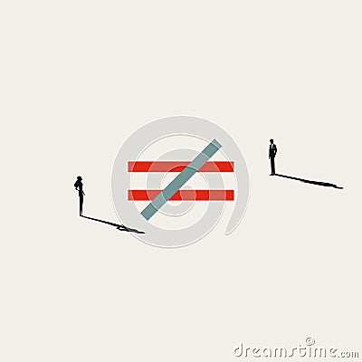 Business gender inequality vector concept. Symbol of unfair treatment, discrimination. Minimal illustration. Vector Illustration