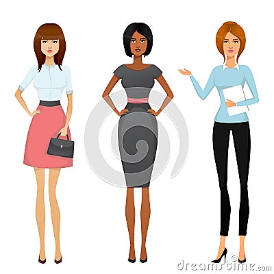 Business Girl. Beautiful office girl. Vector Illustration