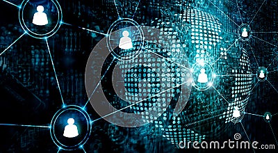 Business of global structure networking and data exchanges customer connection on dark background Stock Photo