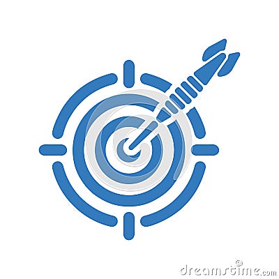 Business goal, blue dartboard, target icon Vector Illustration