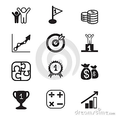 Business goal Concept icons set Vector Illustration