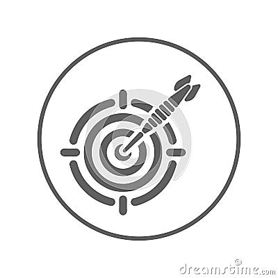 Business goal, gray dartboard, target icon Vector Illustration