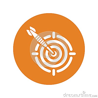 Business goal, orange dartboard, target icon Vector Illustration