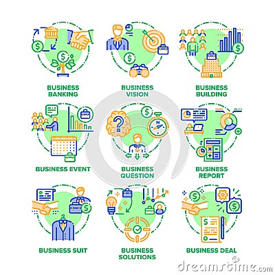 Business Goal Set Icons Vector Color Illustrations Vector Illustration