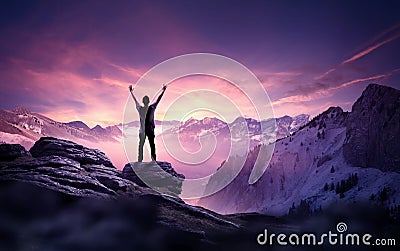 Business Goals - A Man Reaching for The Sky Stock Photo