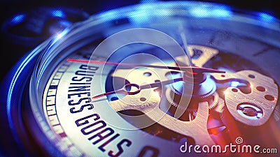 Business Goals - Phrase on Vintage Pocket Clock. 3D Render. Stock Photo
