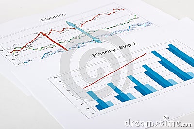 Business graph analysis report. Stock Photo