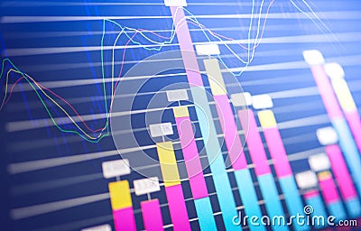 business graph chart of stock market investment trading Stock market report chart of financial board display Stock Photo