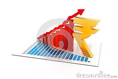 Business graph with Indian rupee sign Stock Photo