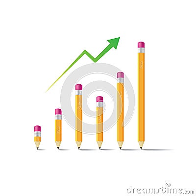 Business graph from pencils Cartoon Illustration