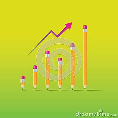 Business graph from pencils Cartoon Illustration