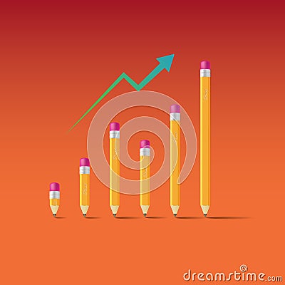 Business graph from pencils Cartoon Illustration