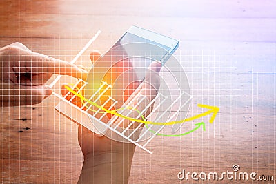 Business graphic market chart on smart phone Stock Photo