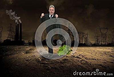 Business Greed, Profit, Global Warming, Pollution Stock Photo