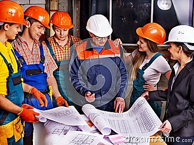 Business group people in builder helmet . Stock Photo