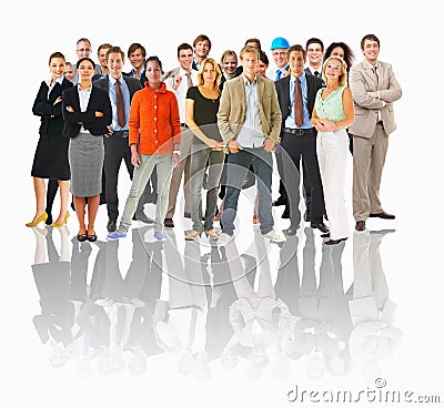 Business groups and different people in a line con Stock Photo